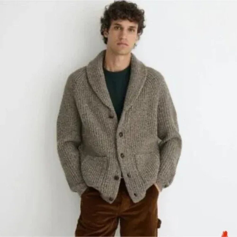J. Crew Rugged Merino Wool Blend Cardigan Sweater Size Large